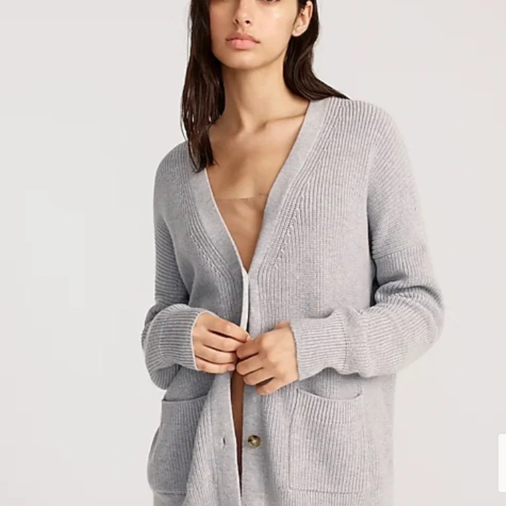 J. Crew Gray Button Up Long Cardigan Small